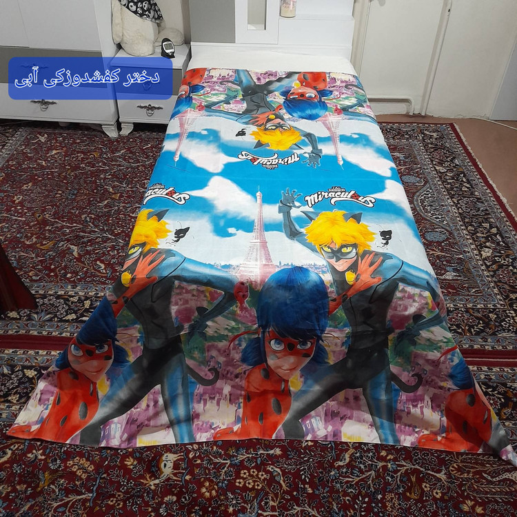 سرویس روتختی لحافدار ۱ نفره ۴ تکه، برند رنگین کمان مدل کفشدوزکی