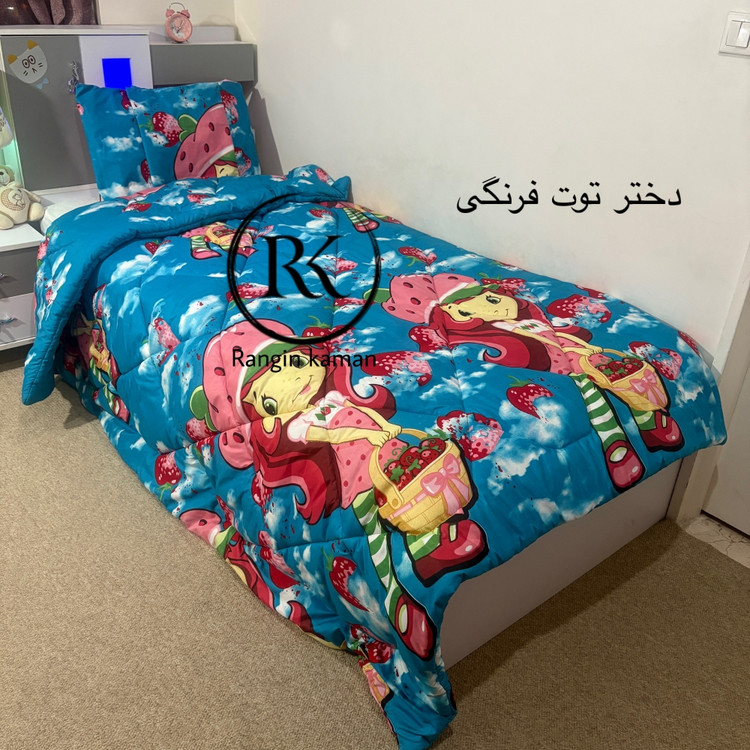 سرویس ملحفه ۱ نفره ۲ تکه، برند رنگین کمان مدل کشدار توتفرنگی