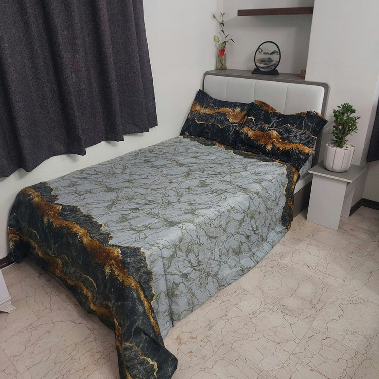 سرویس روتختی لحافدار ۱ نفره ۴ تکه، برند رنگین کمان مدل آتشفشان